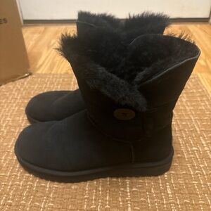 UGG Black Fur-Trimmed Winter Boots